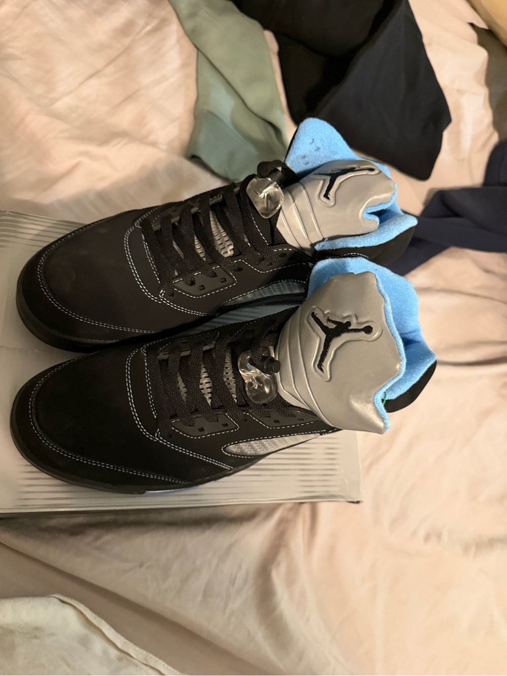 Jordan Men’s Black and Light Blue Basketball Sneakers